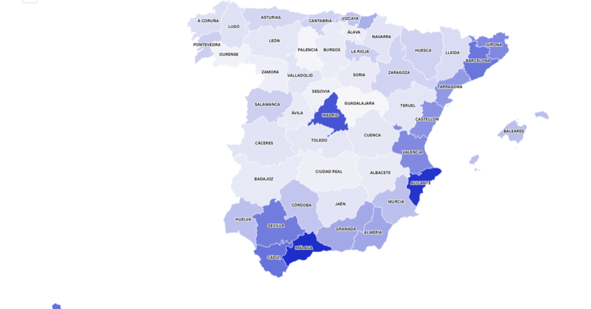 Short-Term Rentals concentration declines slightly across Spanish territory