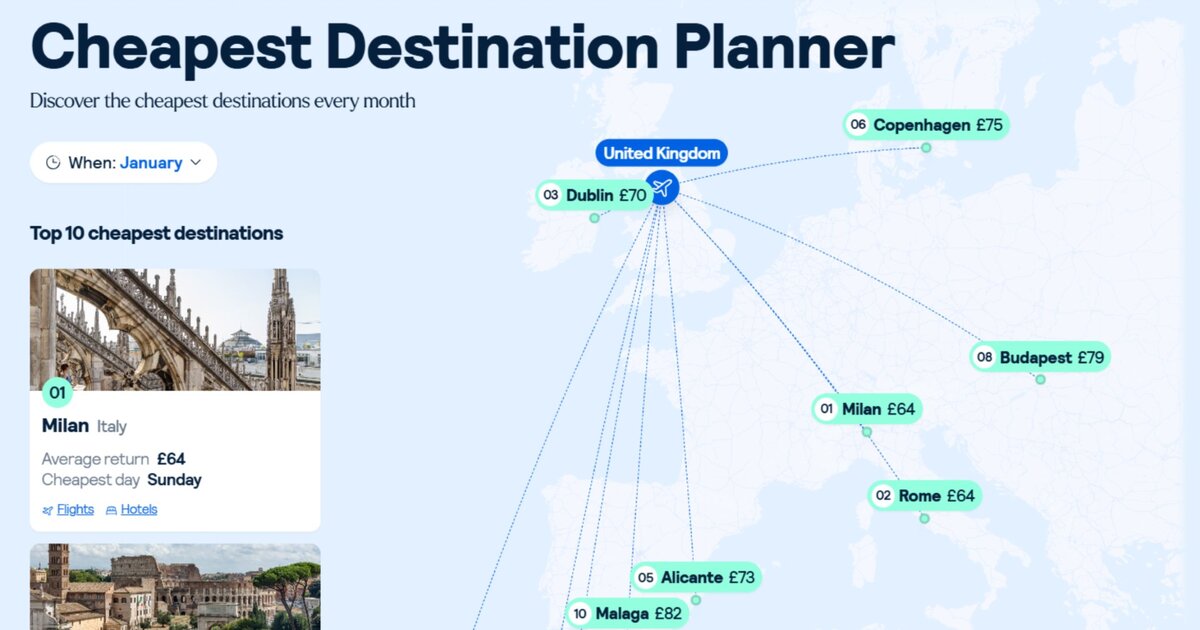 Skyscanner unveils new Cheapest Destination planner tool