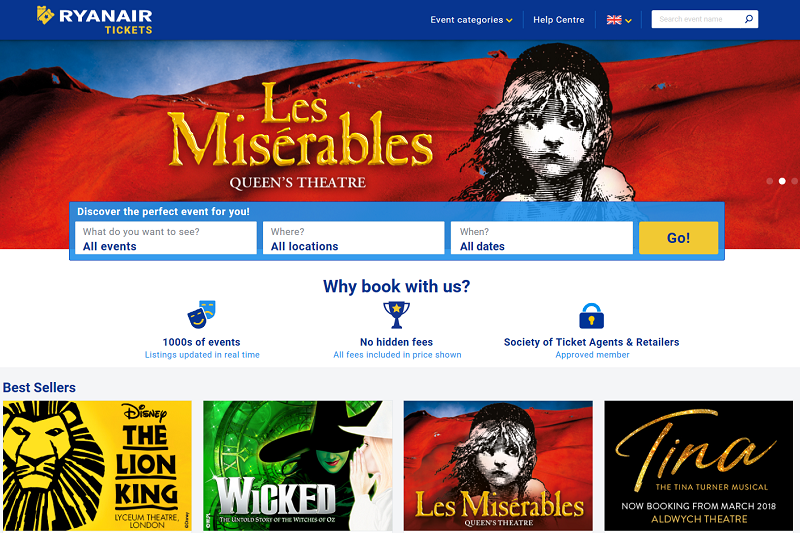 Ryanair Tickets launches as airline moves into attractions