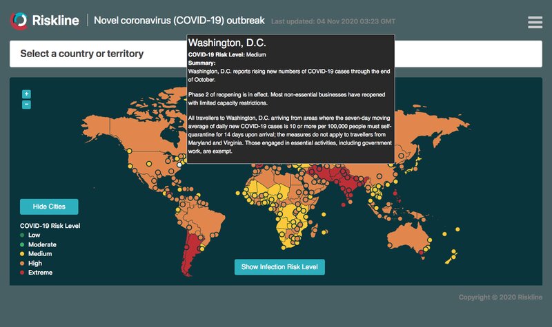 Riskline enhances COVID-19 information and advice microsite for travel managers