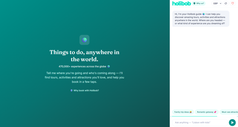 Holibob launches industry-first promt-based experiences' discovery and booking system